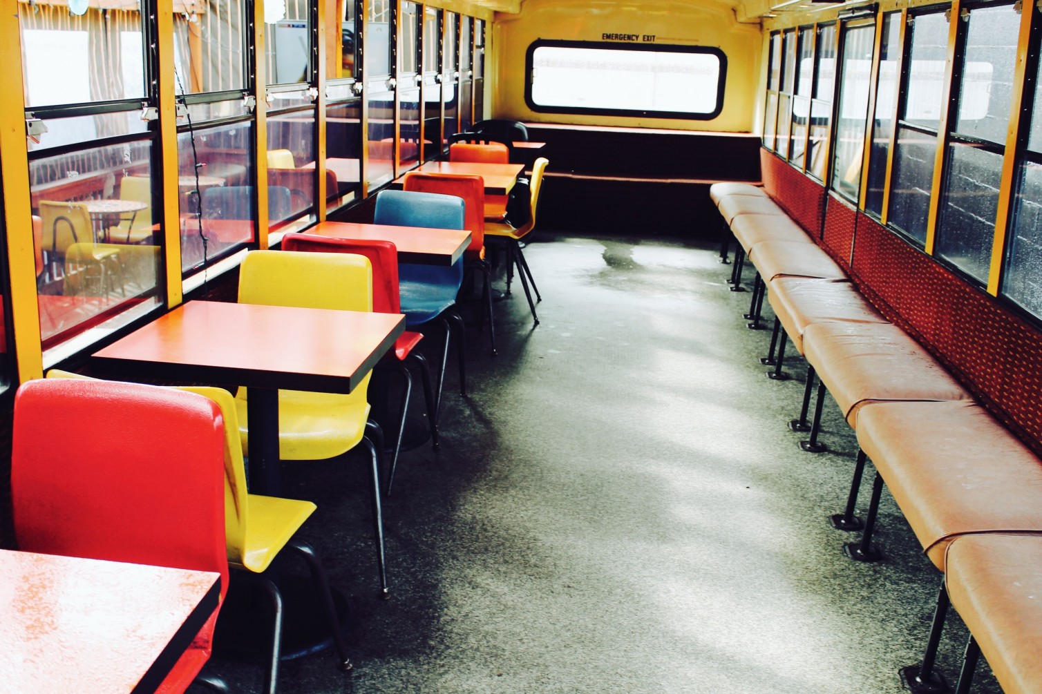 The interior of a school bus. The Passed Note accepts well-crafted fiction, poetry, nonfiction, and art for young adult readers.